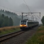 Ein abstraktes Bild das eine Bahnstrecke zeigt die von